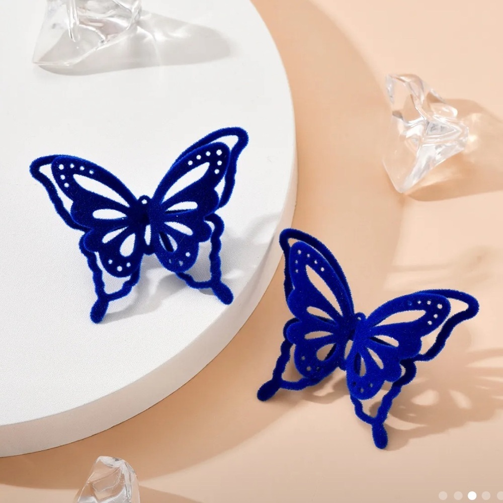 Elegant fuzzy Blue Butterfly Earrings